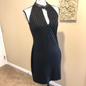 LAUNDRY By Shelli Segal Choker Buckle Neck Dress